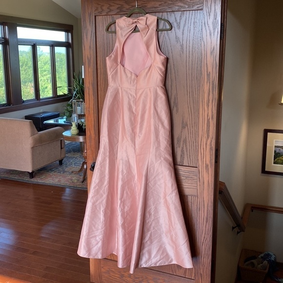 Alfred Sung Dupioni D734 Sleeveless Back Bow Trumpet Gown, Pearl Pink Sz 12 NWOT - Picture 5 of 11